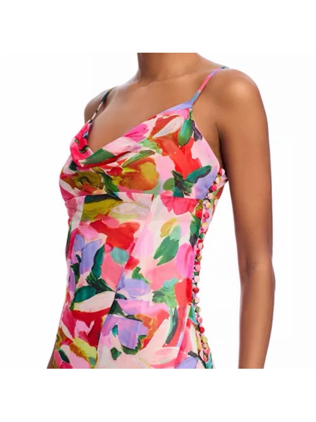 Aqua Floral Pink Multi-Color Maxi Dress